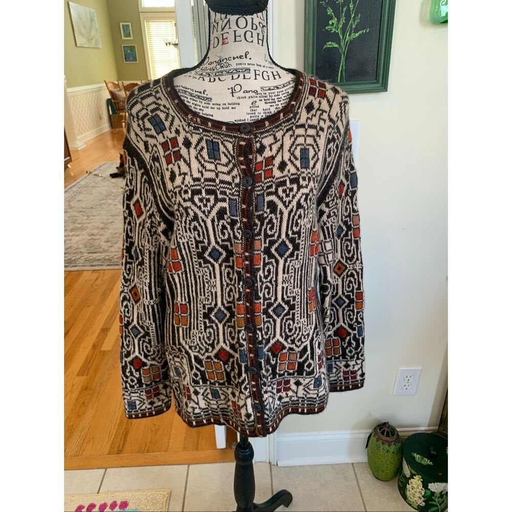 Intiwara 100% Alpaca Button Front Aztec Sweater